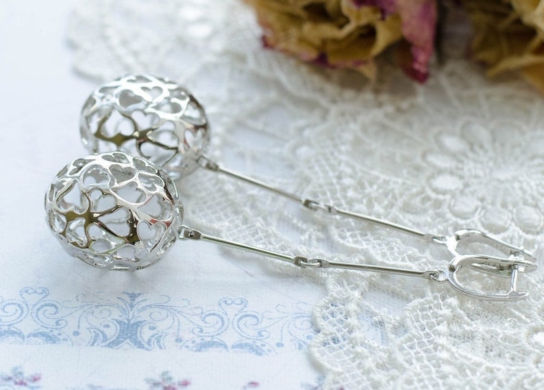 Filigree sphere round ball earrings
