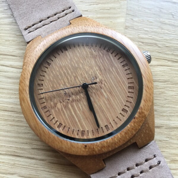 Wood watch, Bamboo watch, wooden watch, men's watch, ladies watch, birthday, gift, leather strap,