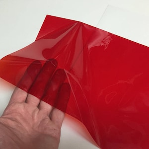 RED Transparent Thin Plastic Sheeting, 12 inch x 10 feet,  Adhesive Coated Film