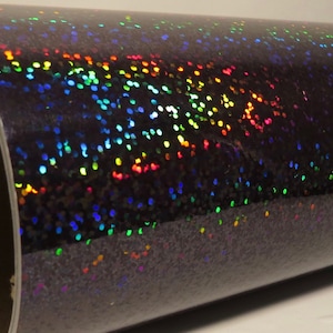 BLACK Glittering Sign Vinyl, Holographic Sequins, Plastic Sheeting, Adhesive Coated, Free shipping for USA