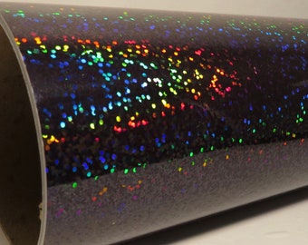 BLACK Holographic Vinyl, Oilslick, Plaid, Crystal, Sequins, Prism