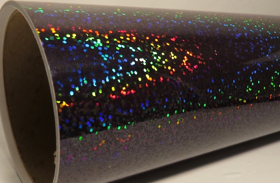BLACK Glittering Sign Vinyl, Holographic Sequins, Plastic Sheeting, Adhesive Coated, Free shipping for USA