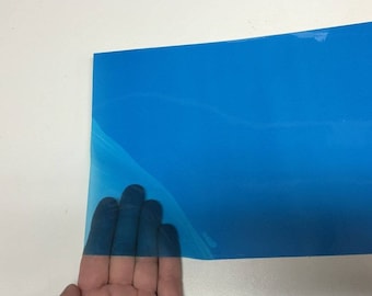 BLUE Transparent Thin Plastic Sheeting, 12 inch x 10 feet,  Adhesive Coated Film