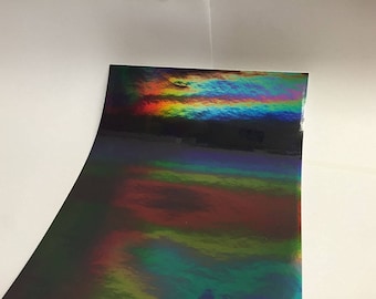 BLACK Oil Slick Rainbow Holographic Vinyl, 12 inch x 10 feet, Free Shipping for USA, Iridescent Vinyl,  Shimmer