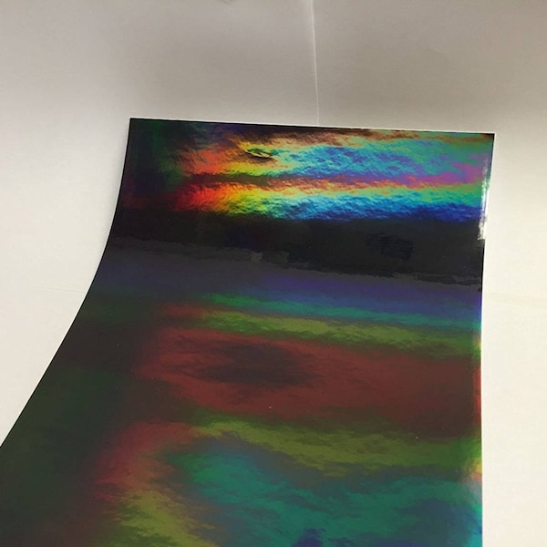 BLACK Oil Slick Rainbow Holographic Vinyl, 12 pouces x 10 pieds, Livraison gratuite pour les États-Unis, Vinyle irisé, Shimmer