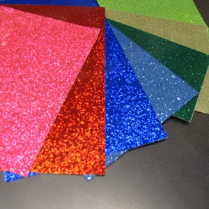 Glitter Flake Sheets, Adhesive backed, Glitter Sparkle Chips, Choose your color and size