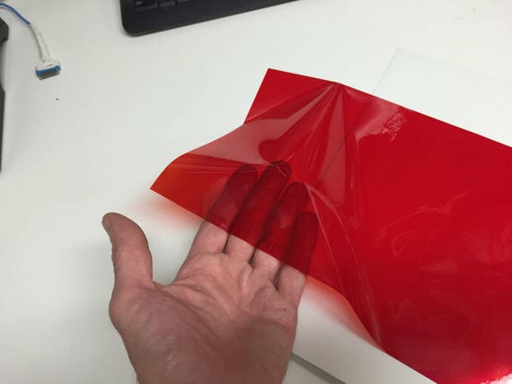 RED Transparent Thin Plastic Sheeting, 12 Inch X 10 Feet, Adhesive Coated  Film 