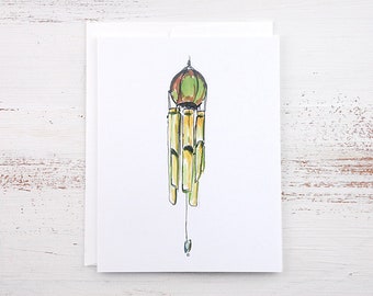 Friendship Card - Thank You Card - Wind Chime Note Card - Wind Chime