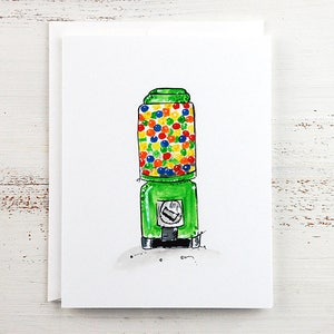 Kids Card - Candy Cards - Kids Party Invitations - Candy - Gumballs - Gumball Machine - Green Gumball Machine