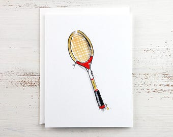 Sports Card - Tennis Card - Tennis Lover - Cards for Tennis Lover - Red Tennis Racquet Note Card