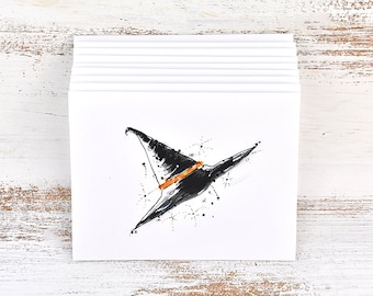 Set of 9 Halloween Party Invites - Halloween Invites - Halloween Party - Halloween Party Invites - Witch - Witch's Hat Orange