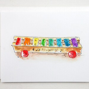 Baby Gift - New Mom Gift - Cards for New Mom - New Baby Card - Birth Announcement - Kids Stationery - Kids Party Invite - Xylophone