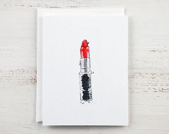 Beauty Card - Red Lipstick - Glam Girl - Makeup Card - Ladies Night Out - Cards for Women
