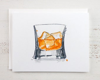 Guy Gifts - Cocktail Invitaion - Cards for Men - Cards for Drinkers - Friendship Card - Scotch Drinker - Scotch Lover - Scotch on the Rocks