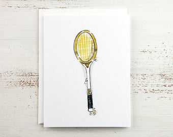 Sports Card - Tennis Card - Sports Lover - Cards for Tennis Lover - White Tennis Racquet Note Card