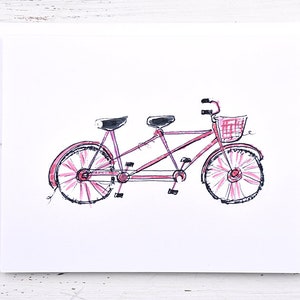 Bicycle Card - Bicycle - Cycle - Ladies Note Card - Friendship Card - Pink Bicycle