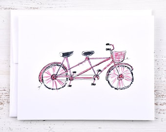 Bicycle Card - Bicycle - Cycle - Ladies Note Card - Friendship Card - Pink Bicycle