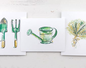Garden Party - Garden Cards - Garden Tools - Garden Lovers - Cards for Garden Lovers - Spring Garden Note Card Set