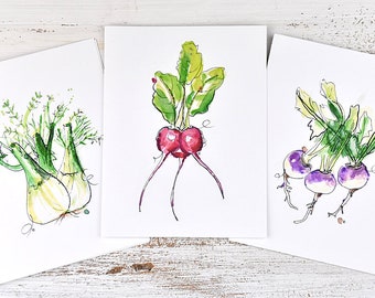Root Vegetables - Food Cards - Food Lover - Cards for Cooks - Vegetable Card - Organic Food - Fennel - Turnip - Raddish