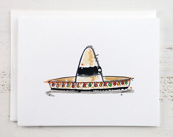 Mexican Party Invitations - Fiesta Card - Cinco de Mayo - Sombrero