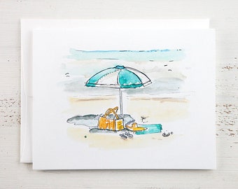 Beach Card - Beach Lover - Cards for Beach Lover- Beach Umbrella Note Card