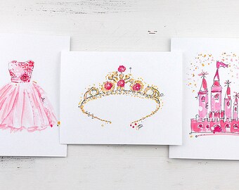 Princess Party Invitations - Pricess Party Cards - Princess Card - Little Princess Note Card Set