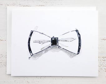 Wedding Card - Engagement Card - Fashion Card - Men's Fashion - White Bow Tie Note Card