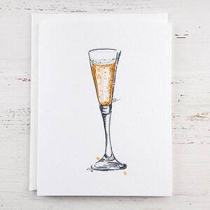 Congratulations Card - Engagement Card - Celebration Card - Wedding Card - Champagne Glass Note Card