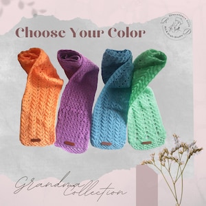 Classic Hand Crochet Scarf one piece , Vintage style Small  Scarf,  Child Scarf, Gift for Her, Classic Crocheted Scarf,  Christmas Present,