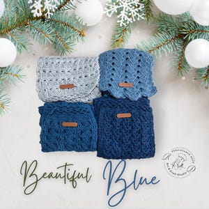 Blue/ Grey Classical Hand Crochet Scarf , Vintage style  Scarf,  Unisex Gift ,  Christmas Present, Handmade Scarf, Unisex scarf