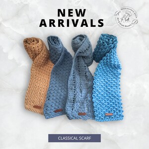 Blue/ Beige Classical Hand Crochet Scarf , Vintage style  Scarf,  Unisex Gift ,  Christmas Present, Handmade Scarf, Unisex scarf