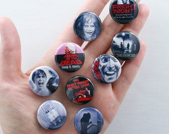 9 x Cult Horror Badges (1 Inch)