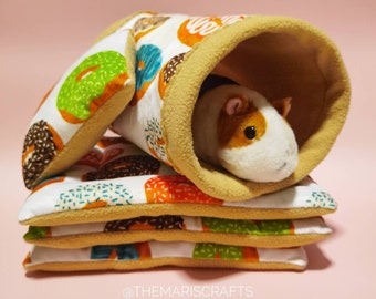 Bop-nut series Guinea pig Fleece Bed Cushion, Tunnel, Popcorn pillows & Peekaboo Fleece Forest