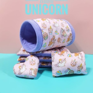 Bubu unicorn series Guinea pig Fleece Bed Cushion, Tunnel, Popcorn pillows & Peekaboo Fleece Forest image 1