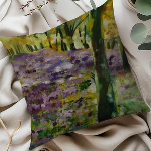 Forest Painting On Pillow Decorative Pillow Flowers And Trees Art Pillow Stylish Modern Pillow Cushion For Couch Nature Lover Gift