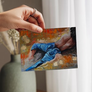 Moderne Frauen Männer Körper Kunst Karte Notizkarte Lebendige Kunst Briefpapier Karte Moderne Kunst Grußkarte Geschenk für Kunstliebhaber Geburtstag Geschenkkarte