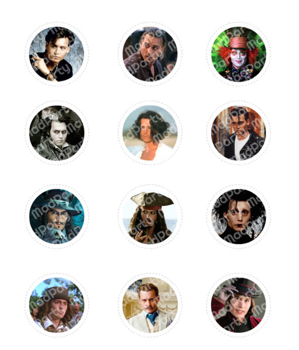 Printable, Johnny Depp Cupcake Toppers, Lover, Fan, Birthday, Party