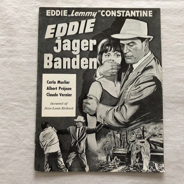 Bonne chance, Charlie Eddie Constantine Albert Préjean 1962 Vintage Collectible Memorabilia Danish Movie Theater Souvenir Original Programme