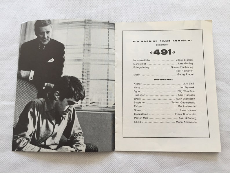 491 Lars Lind Leif Nymark Stig Törnblom Vilgot Sjöman Vintage 1964 Collectible Memorabilia Danish Movie Theater Souvenir Original Programme image 3