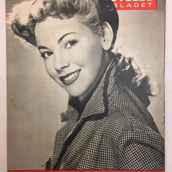 Magali Vendeuil Actrice Française En Couverture Complete vintage Danish Magazine « Billed-Bladet » Années 1950 Original Collectible