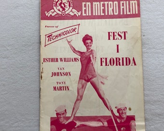 Easy to Love Esther Williams Van Johnson Tony Martin 1953 Collectible Memorabilia Danish Movie Theater Souvenir Original Programme