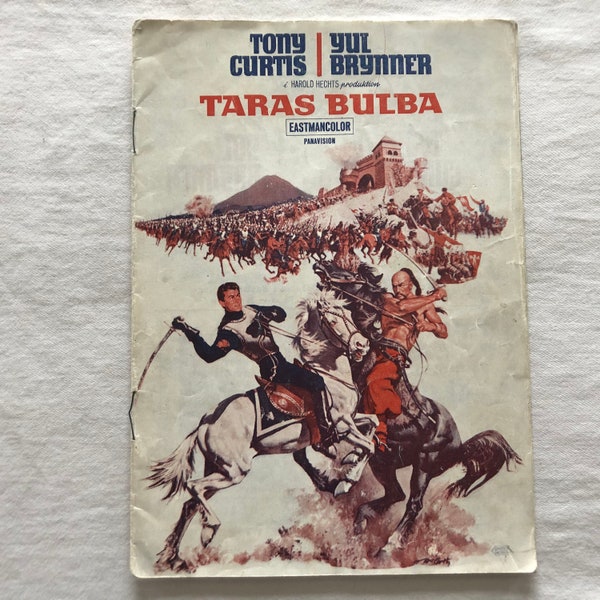 Taras Bulba Tony Curtis Yul Brynner Christine Kaufmann 1962 Vintage Collectible Memorabilia Danish Movie Theater Souvenir Original Programme