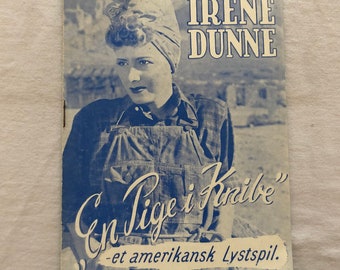 Lady in a Jam Irene Dunne Patric Knowles Ralph Bellamy 1942 Vintage Collectible Memorabilia Danish Movie Theater Souvenir Original Programme