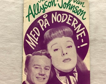 Too Young to Kiss June Allyson Van Johnson Gig Young 1951 Collectible Memorabilia Danish Movie Theater Souvenir Original Programme