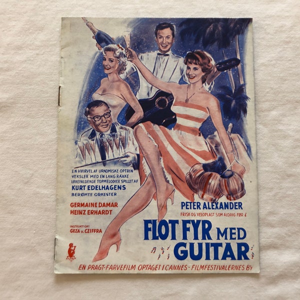 Donc ein Millionär hat's schwer Peter Alexander 1958 vintage Collectible Memorabilia Danish Movie Theater Souvenir Original Program
