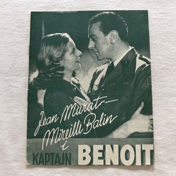 Le capitaine Benoît Jean Murat Mireille Balin 1938 Collectible Memorabilia Danish Movie Theater Souvenir Original Programme