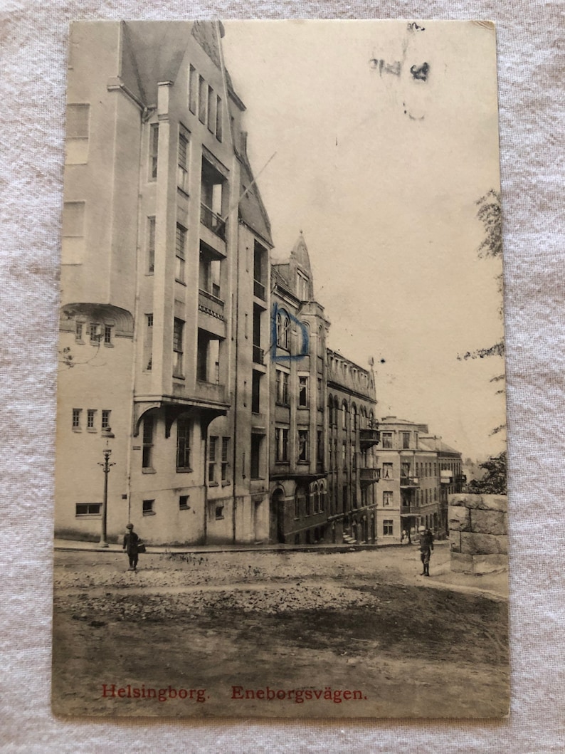 Eneborgsv\u00e4gen Helsingborg Sweden 1908 Stamped Used Antique Vintage Original Postcard Early Mid 1900/'s