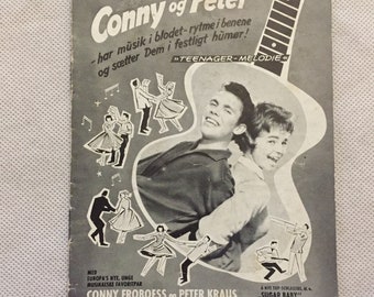 Wenn Die Conny Mit Dem Peter Cornelia Froboess Peter Kraus Old 1958 Collectible Memorabilia Danish Movie Theater Souvenir Original Programme