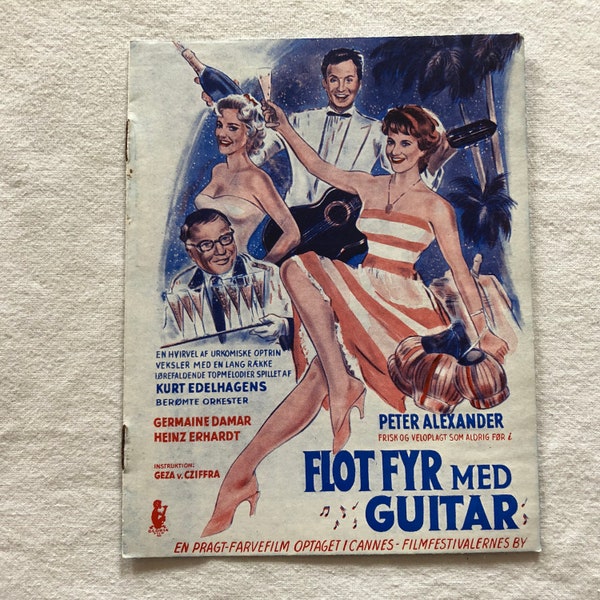 So Ein Millionär Hat's Schwer Peter Alexander Germaine Damar 1958 Collectible Memorabilia Danish Movie Theater Souvenir Original Programme