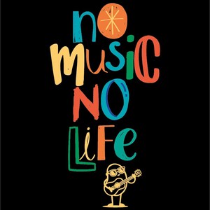 Archivo imprimible "Sin Música no hay Vida". Para imprimir en camisetas, bolsas, tazas, etc.